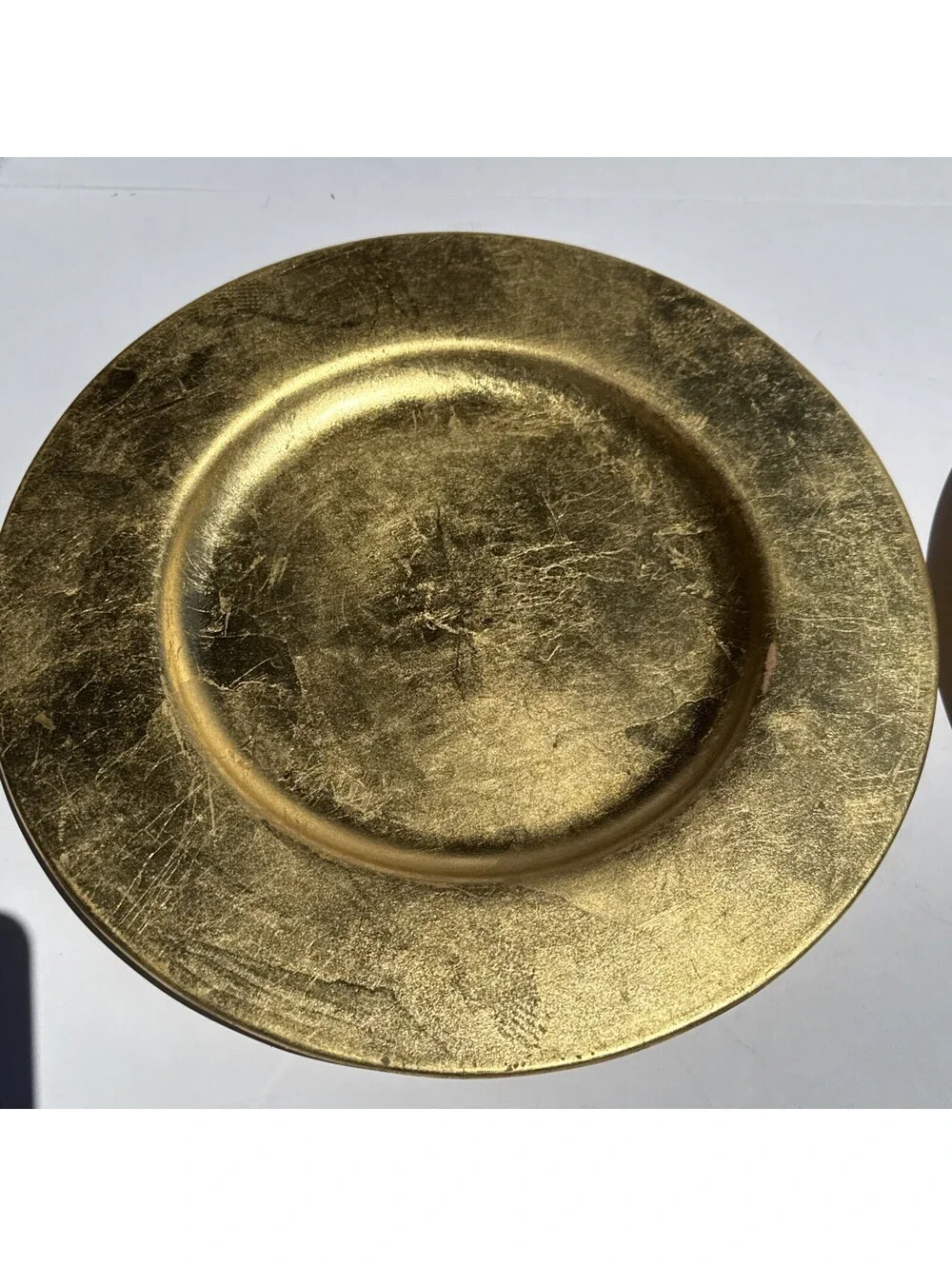 Pier 1 Imports VTG Gold Leaf Ceramic Charger Plate 13.5” Italy Set of 4 Holidays